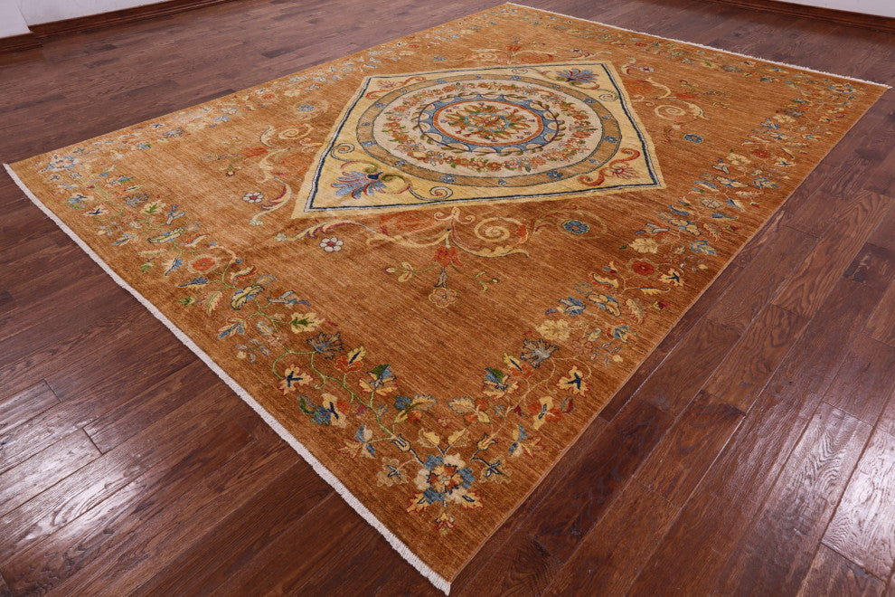 8' 10" X 11' 10" Contemporary Hand Knotted Wool Rug Q4764