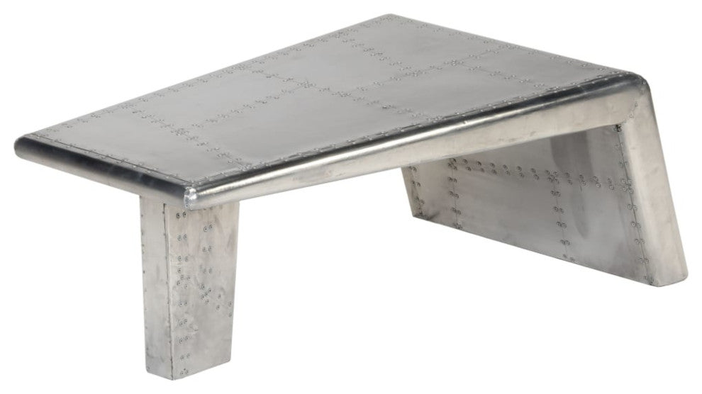 vidaXL Coffee Table, Vintage Table, Polished Aluminum, 37.4''''x21.7''''x13.8''''
