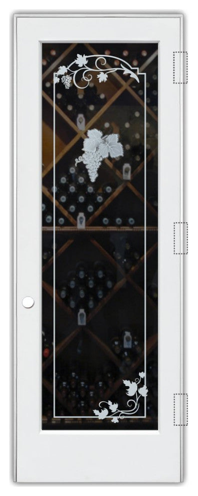 Wine Door - Grape Cluster Grape Ivy - Primed - 30" x 84" - Knob on Left -...