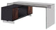 HomeRoots 29.5" Glass and Stained Wood Office Desk With a Storage Cabinet