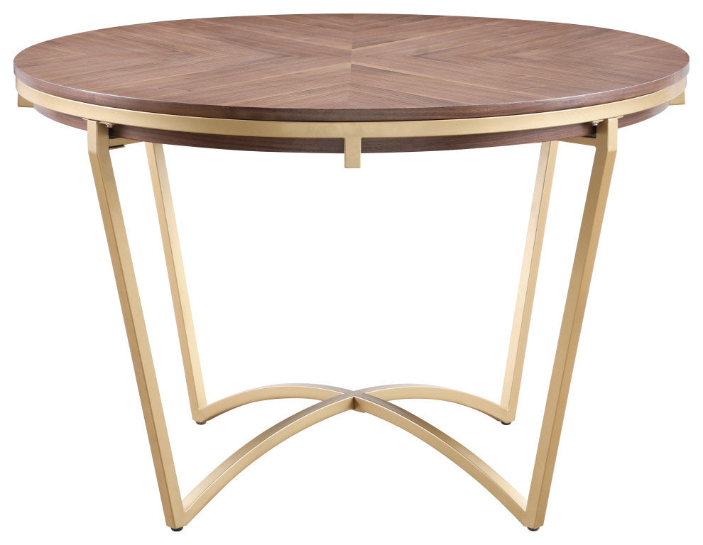 Eleanor Rich Walnut Veneer Coffee Table, Gold Base