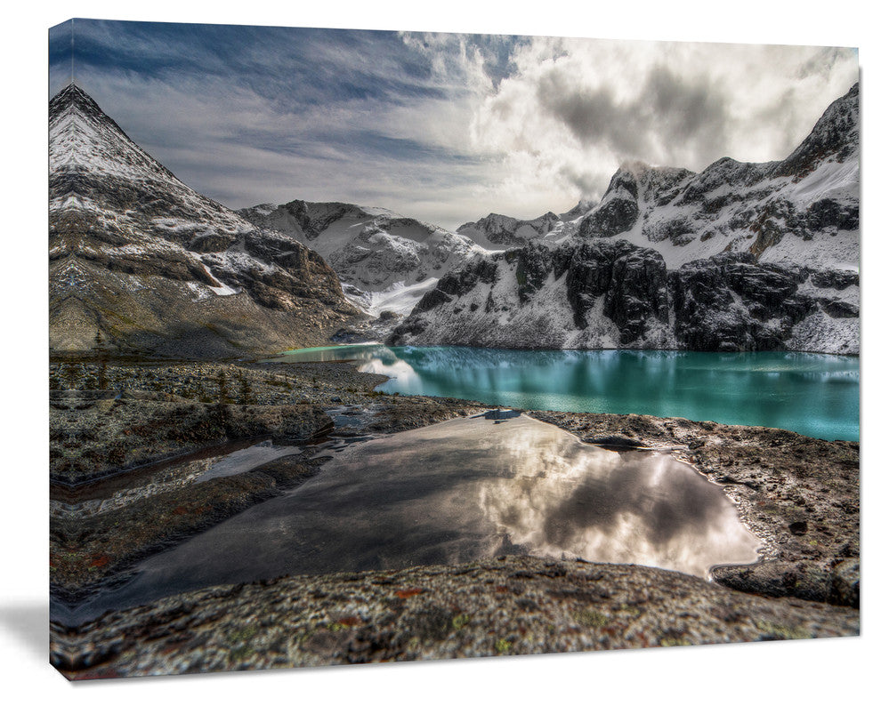 Mountain Creek under Cloudy Sky, Large Landscape Canvas Art Print, 20"x12"