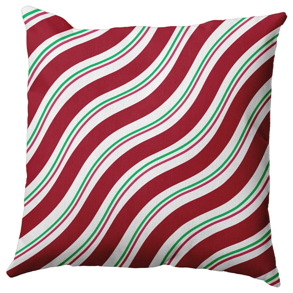 Candy Stripes Accent Pillow, Haute Red, 26"x26"