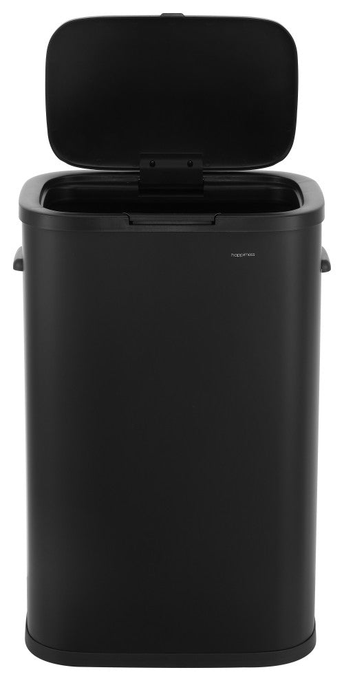 Tammi Kitchen 14.5-Gallon Slim Metal Push Button Trash Can, Black