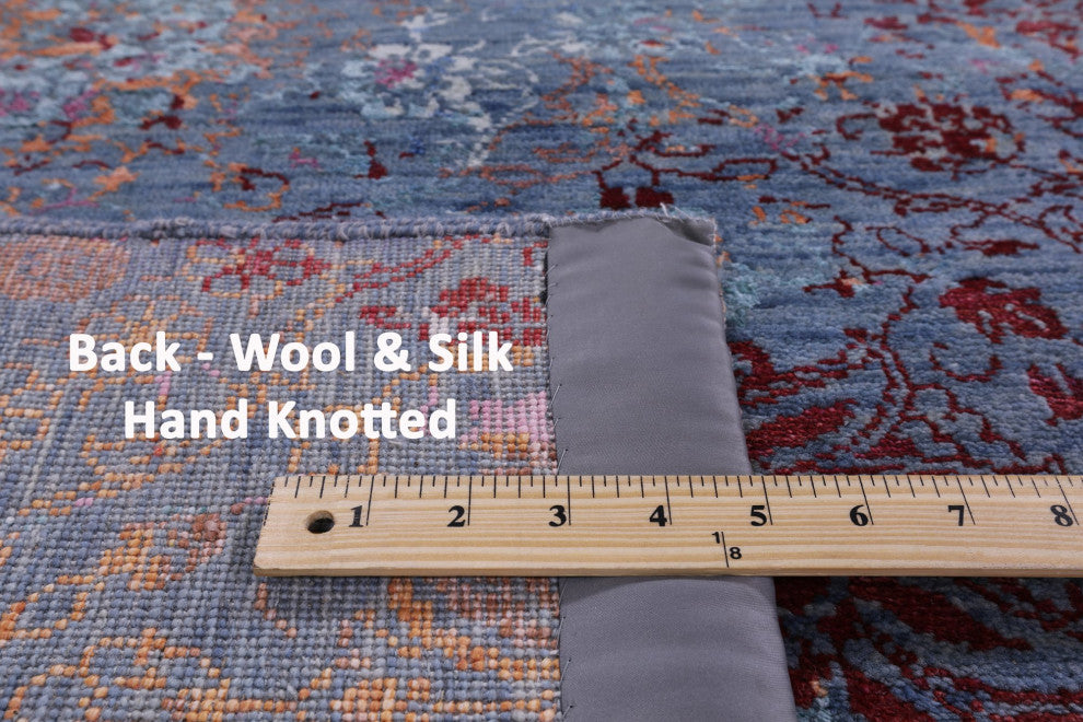 9' 1" X 12' 1" Modern Handmade Wool and Silk Rug Q6838