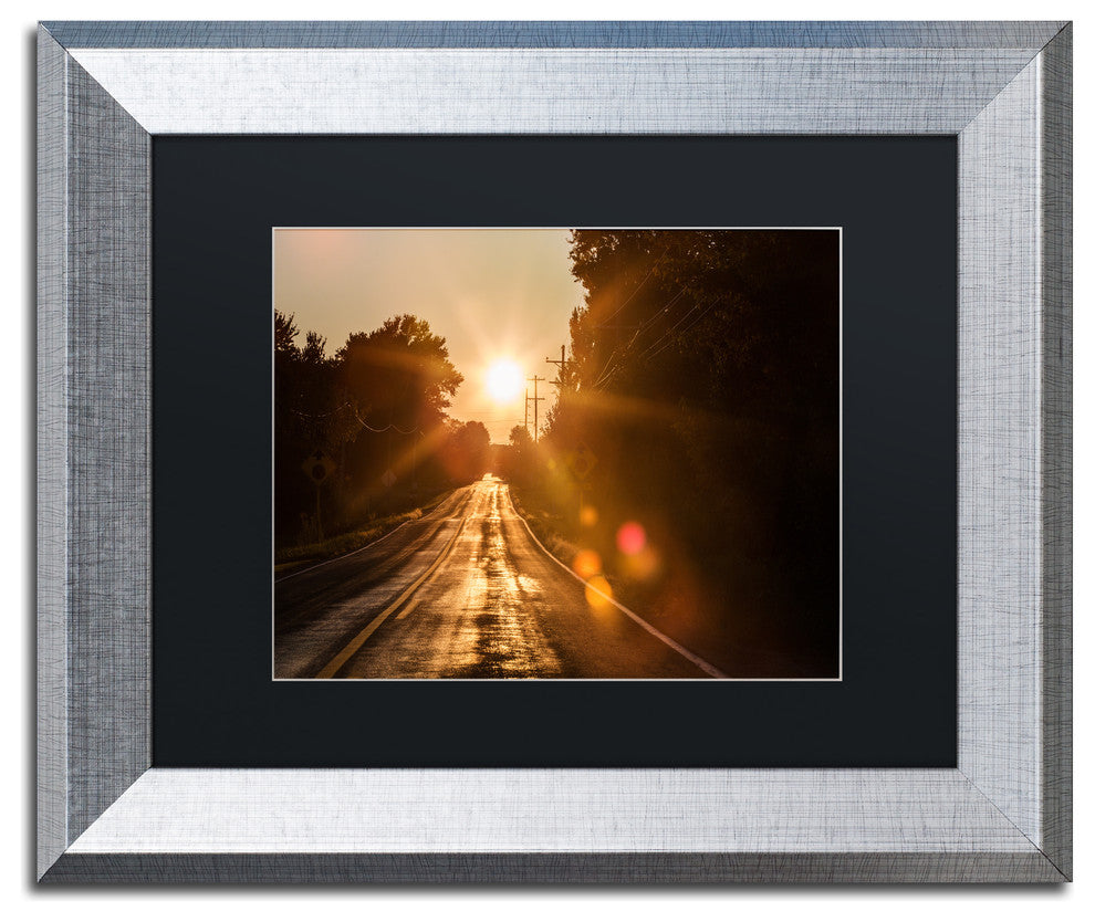 Jason Shaffer 'Sun Soaked Road', Silver Frame, Black Mat, 14x11