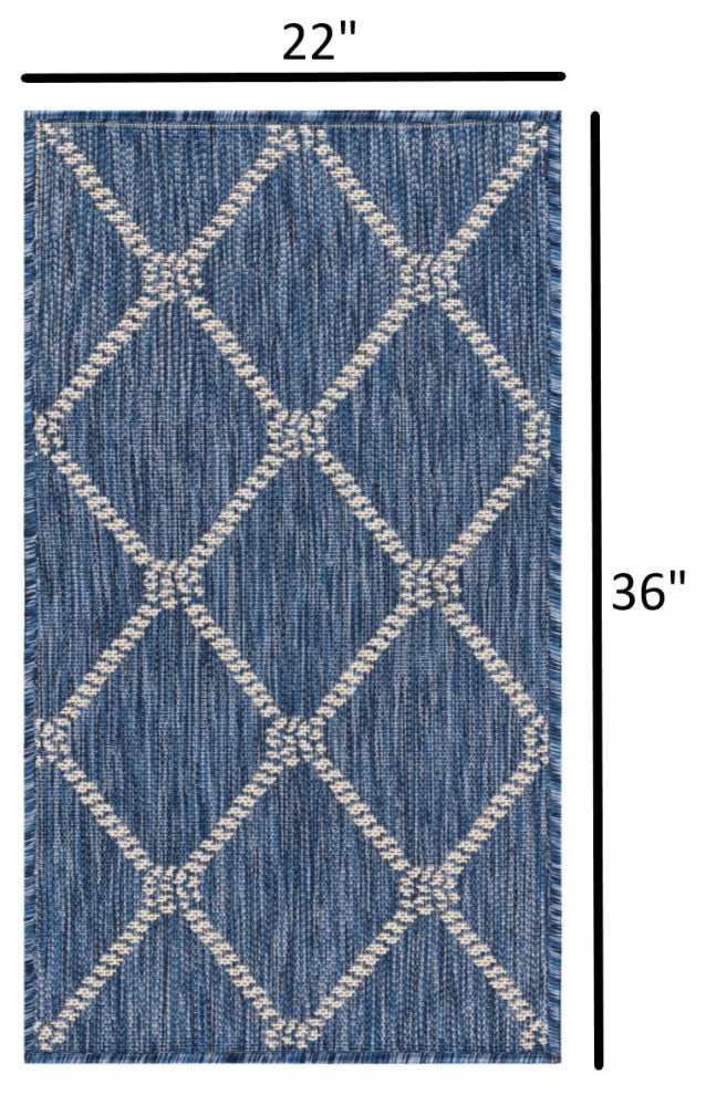 2' X 3' Blue And Gray Indoor Outdoor Area Rug