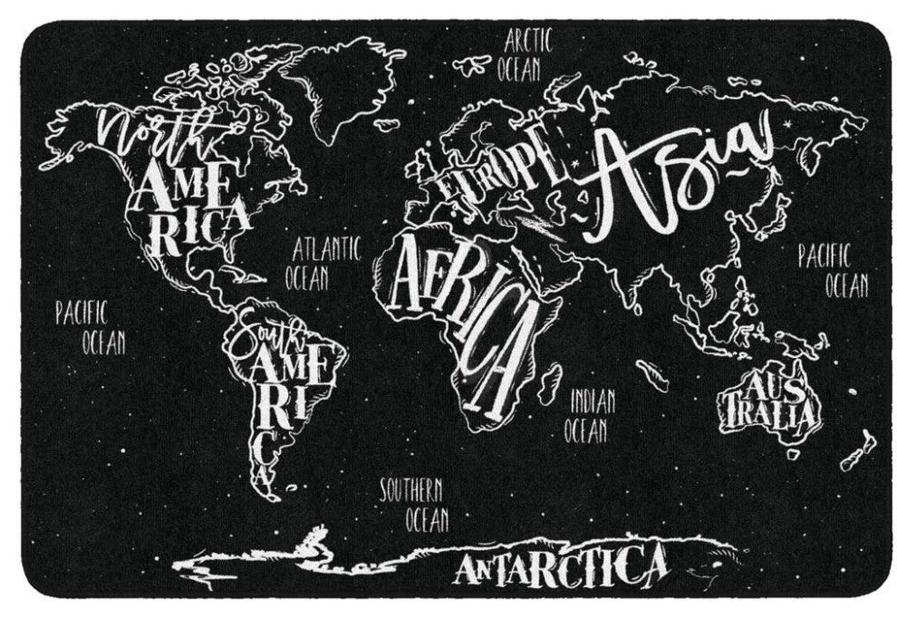 Flagship Carpets VA1559-32FS 6' X 8'4" Modern World Map Educational Rug