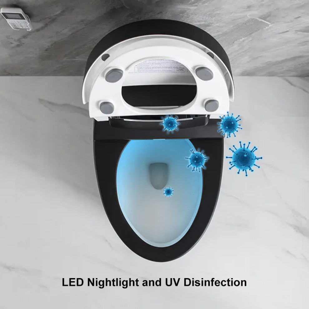 Modern Smart One-Piece 1.28 GPF Floor Mount Automatic Toilet & Bidet with Seat, Black, Automatic