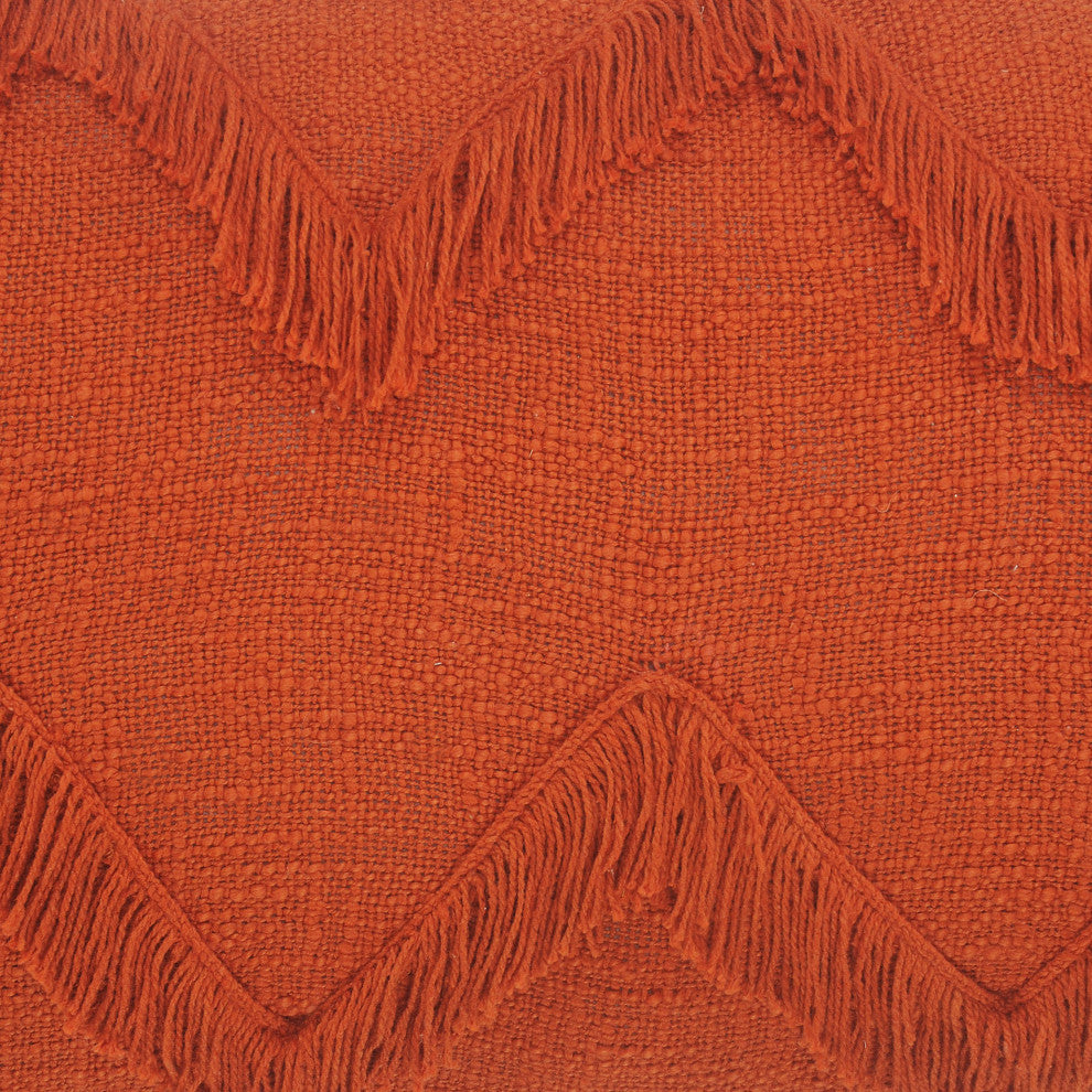 Solid Cinnamon Chevron Shag Throw Pillow, 14" X 36"