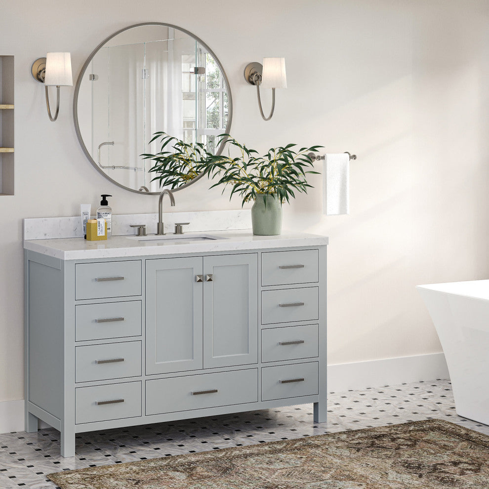 Ariel Cambridge 54" Single Rectangle Sink Vanity, Carrara Quartz
