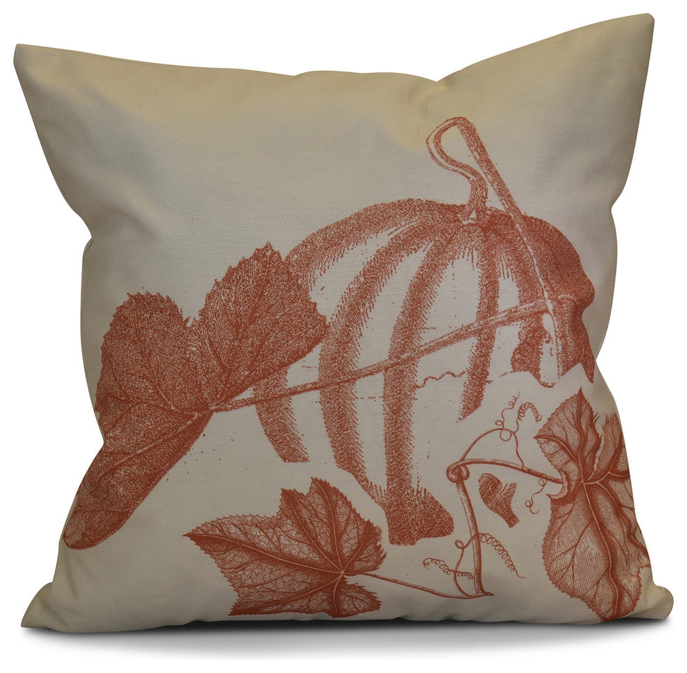 Stagecoach Floral Print Outdoor Pillow, Rust, 16"x16"