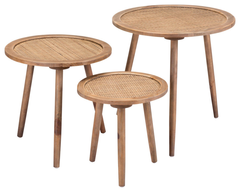 Sofa Side Table, Round, Wood, Natural, Mid Century Lounge Lobby Hospitality
