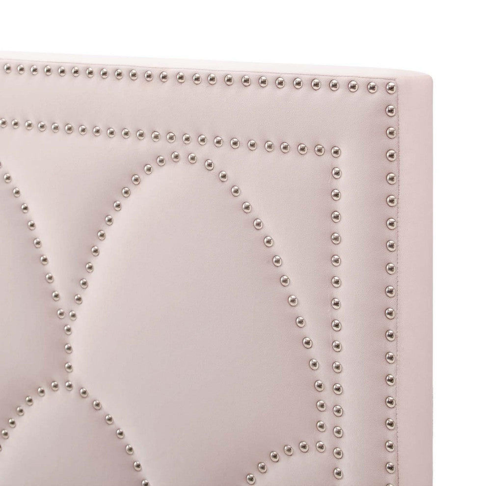Headboard, Nailhead, Twin Size, Pink, Velvet, Modern, Bedroom Guest Suite