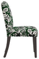 Square Dining Chair With Tapered Legs, Cari Floral Green Black Oga