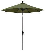 7.5' Bronze Collar Tilt Crank Aluminum Umbrella, Terrace Fern Olefin