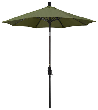 7.5' Bronze Collar Tilt Crank Aluminum Umbrella, Terrace Fern Olefin