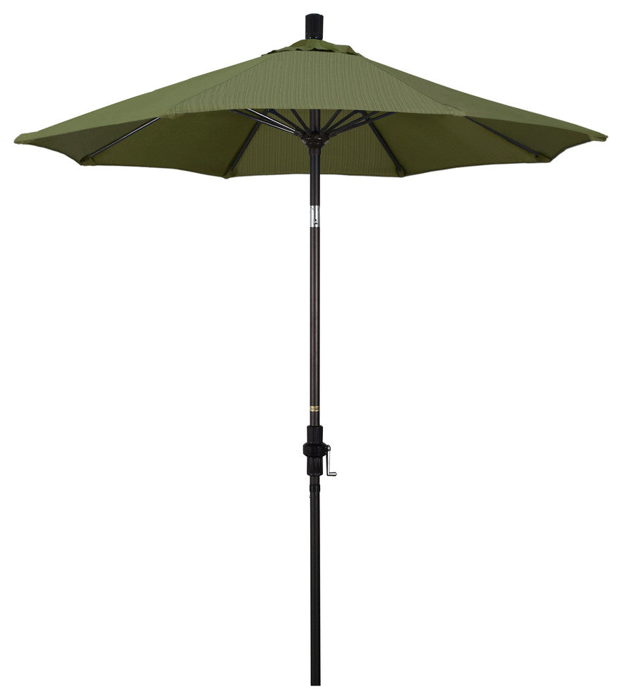 7.5' Bronze Collar Tilt Crank Aluminum Umbrella, Terrace Fern Olefin