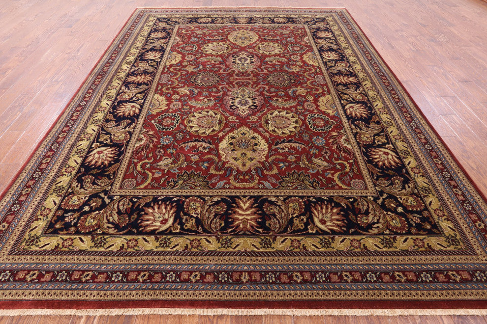 8' 9" X 12' 0" Hand-Knotted Persian Tabriz Wool Rug Q8851