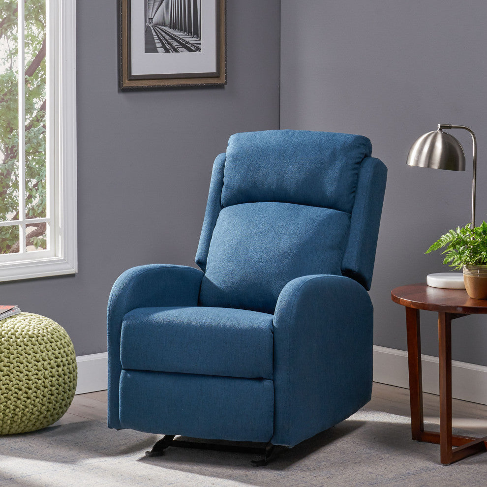GDF Studio Ava Fabric Rocking Recliner, Navy Blue/Black