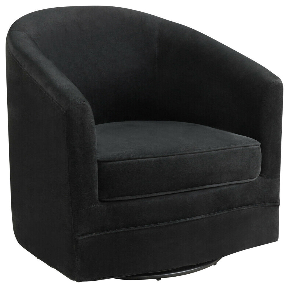 Costway Modern Swivel Barrel Chair Upholstered Velvet Armchair with Metal Base