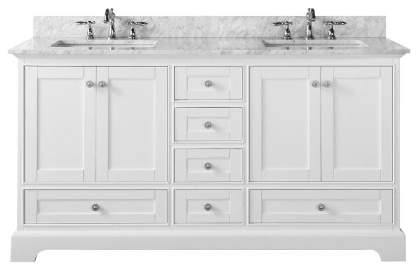 Audrey Vanity Set, White, 66", Brushed Nickle Hardware, No Mirror