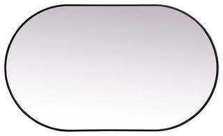 Metal Frame Oval Mirror 36X60 Inch In Black
