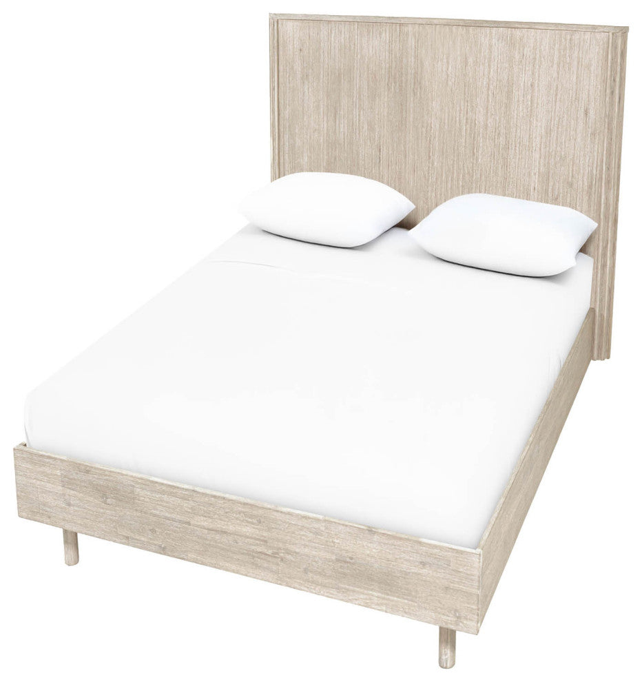Oasis Acacia Wood Platform Bed, Beige, Single