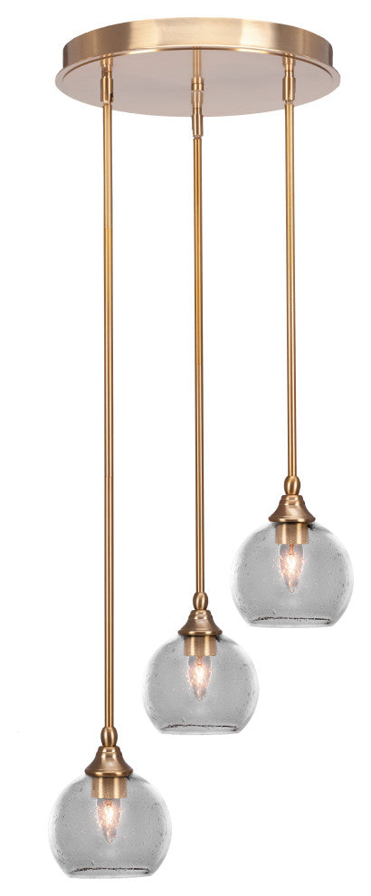 Empire 3-Light Cluster Pendalier, New Age Brass/Clear Bubble