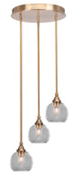 Empire 3-Light Cluster Pendalier, New Age Brass/Clear Bubble