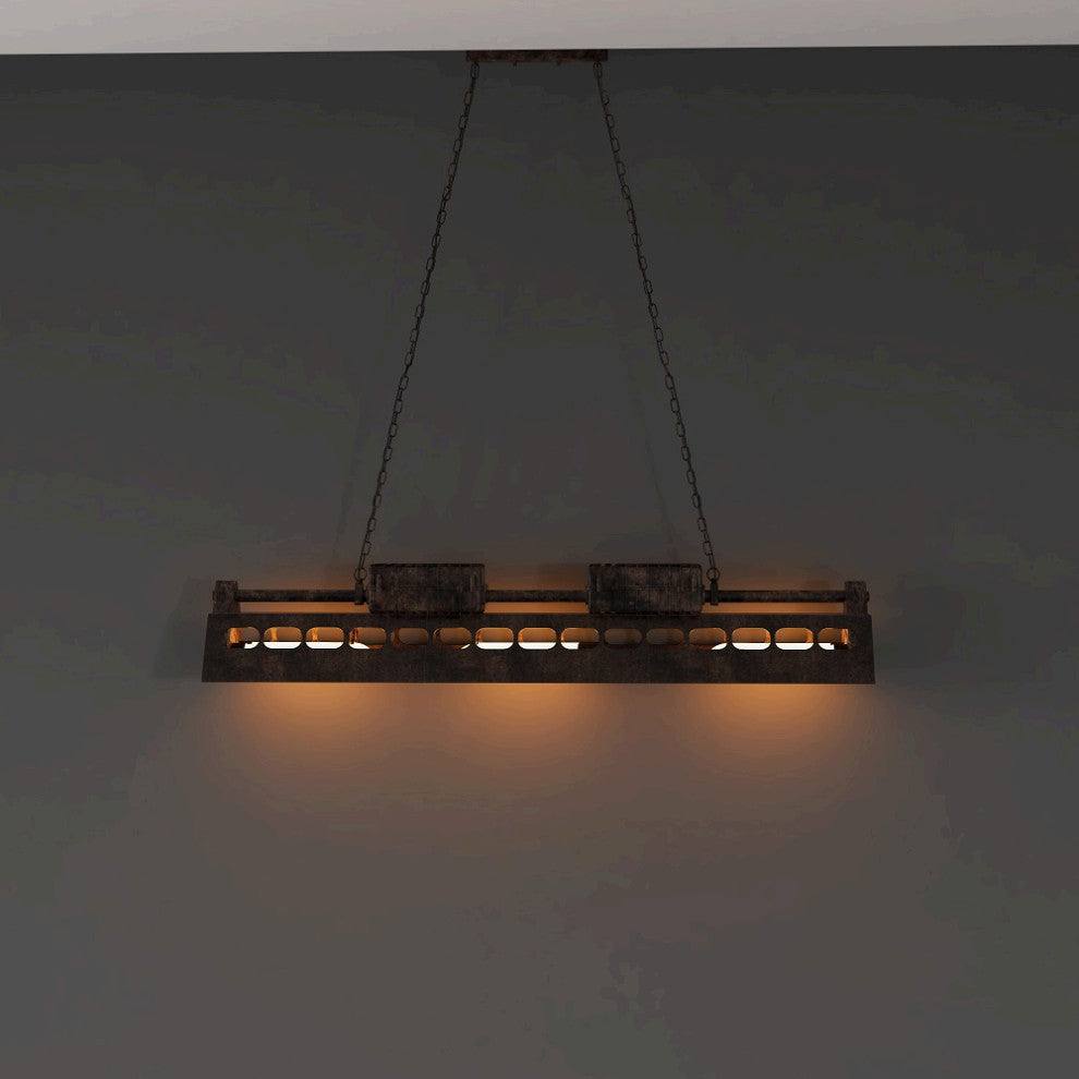 Industrial 6-Light Kitchen Island Lighting Loft Linear Pendant Light Fixture
