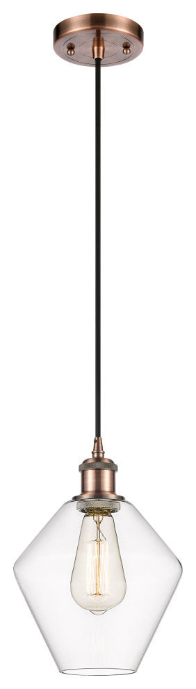 Innovations 516-1P-AC-G652-8-LED 1-Light Mini Pendant, Antique Copper