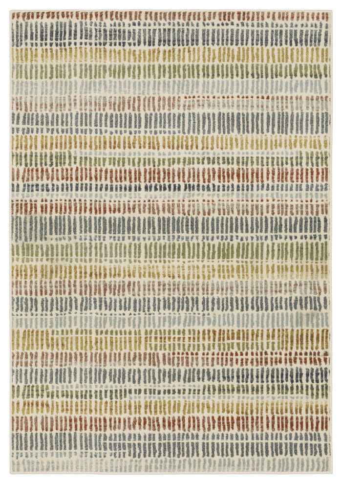 Bastian Distressed Striped Ivory/ Multi Indoor Area Rug, Ivory, 5'3"x7'3"