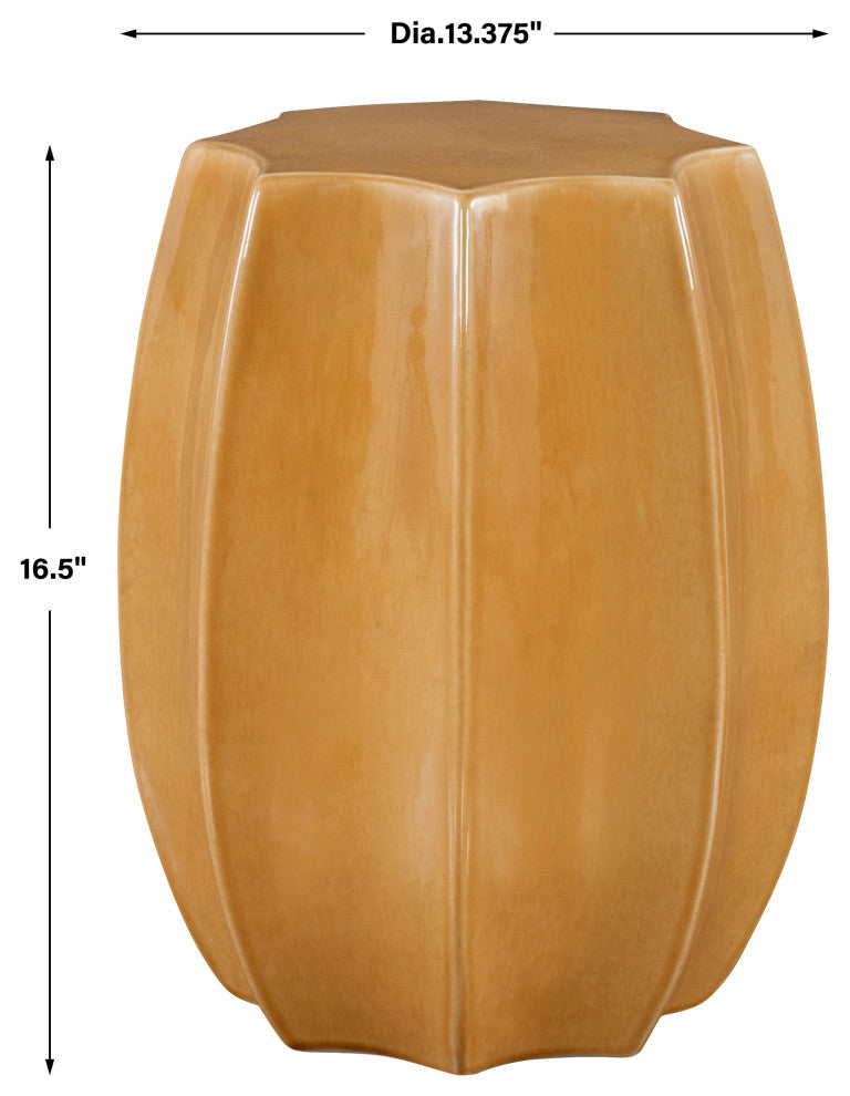 Uttermost Sunrise Amber Gloss Scalloped Garden stool