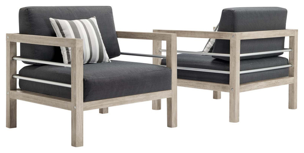 Wiscasset Outdoor Patio Acacia Wood Armchair Set of 2