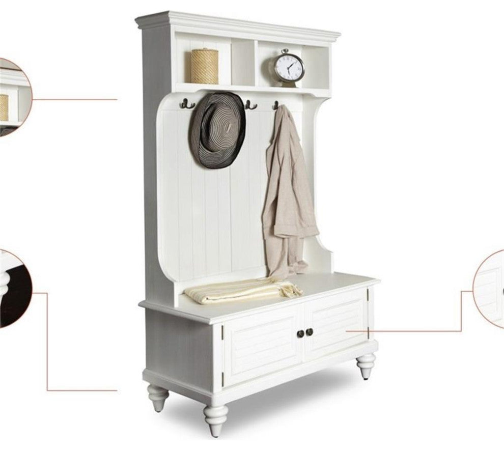 Homestyles Bermuda Wood Hall Tree in Off White