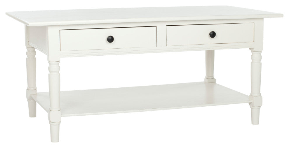 Safavieh Boris 2-Drawer Coffee Table, Distressed Cream