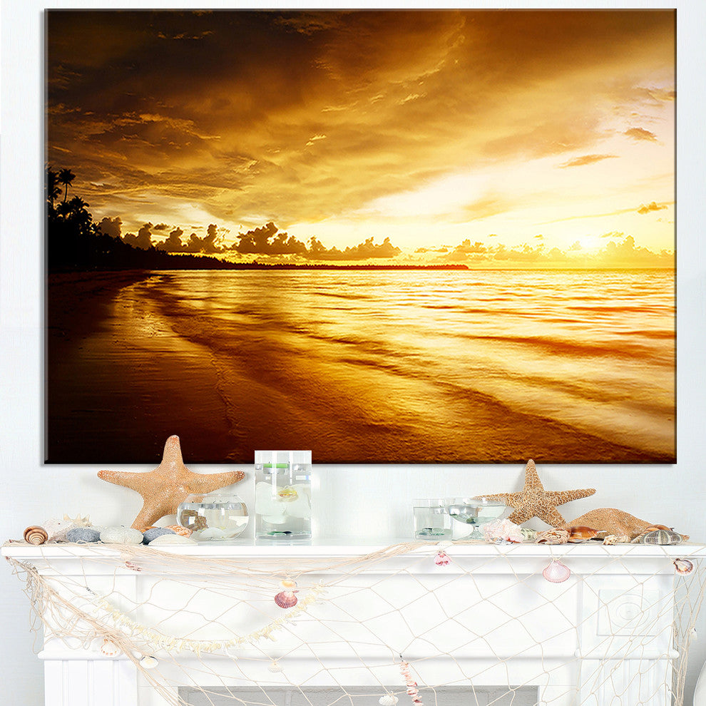 "Fascinating Caribbean Beach in Yellow" Seashore Wall Art, 1 Panel, 60"x28"