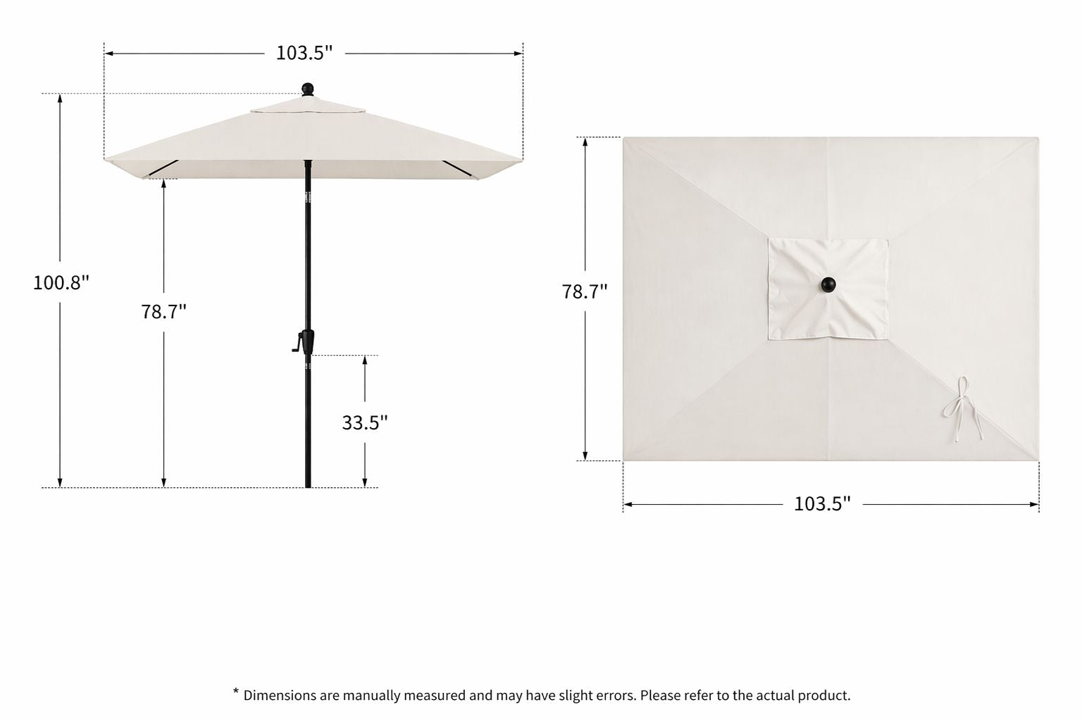 Pismo Dawn 9'x7' Rectangular Premium Push Tilt Market Umbrella, Black Frame, Ter