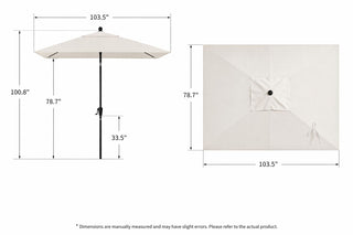 Pismo Dawn 9'x7' Rectangular Premium Push Tilt Market Umbrella, Black Frame, Ter