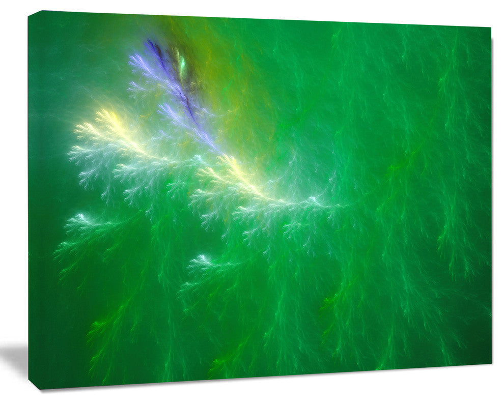 Green Fractal Thunder Sky, Oversized Abstract Canvas Art Print, 60x40