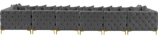 Tremblay Velvet Upholstered 8-Piece Modular U-Shaped Sectional, Grey