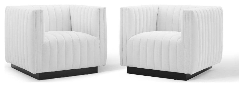 Conjure Tufted Armchair Upholstered Fabric Set of 2 White