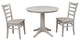 36" Round Extension Dining Table With 2 Emily Chairs