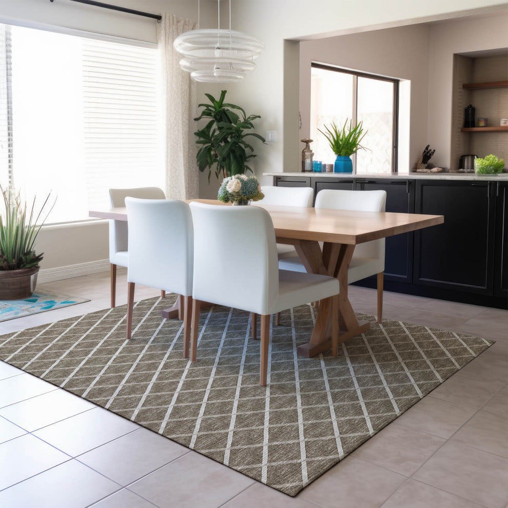 Indoor/Outdoor York YO1 Taupe Machine Washable 9' x 12' Rug