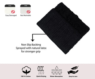 Bell Flower Collection Tufted Bath Rug, 3-Piece Set With Runner, Black