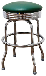 Retro Home Single Ring Chrome Pan 24" Swivel Counter Stool, Green