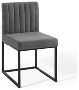 Carriage Channel Tufted Sled Base Upholstered Fabric Dining Chair by Modway