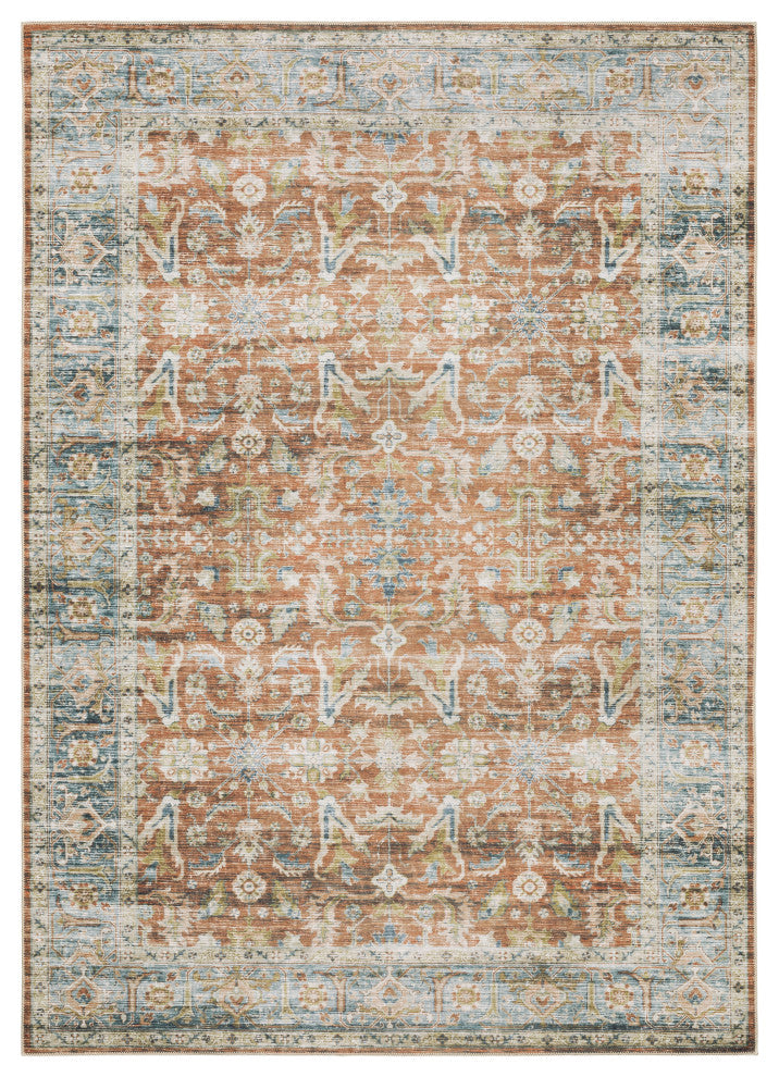 Celestia Machine Washable Vintage Indoor Area Rug, Rust, 2'x3'
