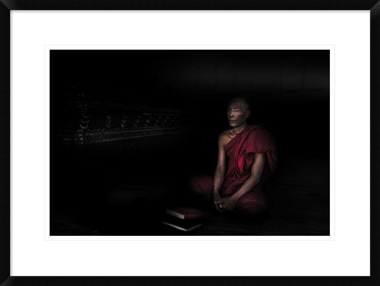 "Myanmar - Meditation" Framed Digital Print by Michael Jurek, 30x22"